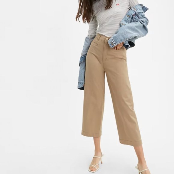 Levi's Ribcage Wide Leg Crop Pants - Khaki - Picture 4 of 14
